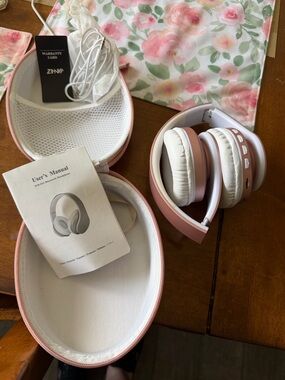 ZIHNIC WH-816 Over-Ear Bluetooth Headband Headphones Pink/White